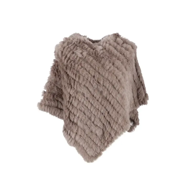 DAVOS (REF. 56034) BEIGE FONCÉ - PONCHO EN FOURRURE VÉRITABLE