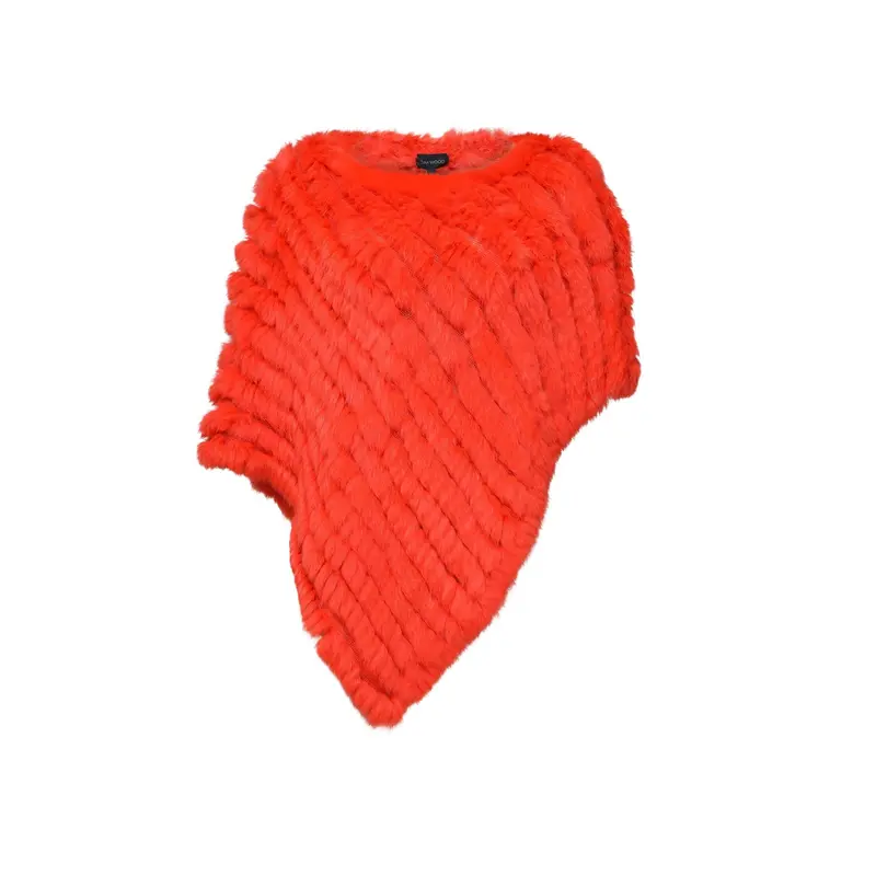 DAVOS (REF. 56034) FEU - PONCHO EN FOURRURE VÉRITABLE