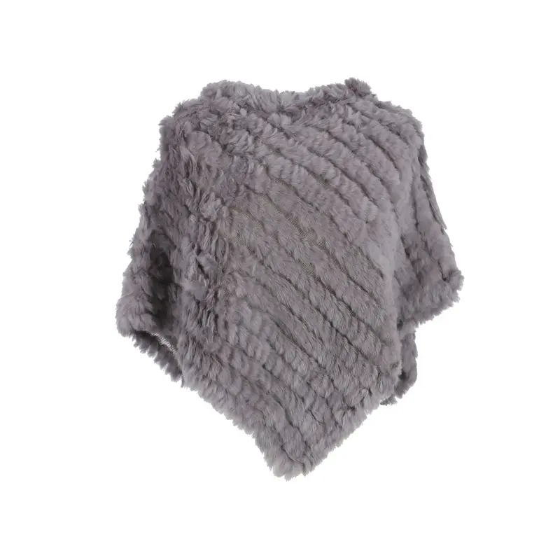 DAVOS (REF. 56034) GRIS - PONCHO EN FOURRURE VÉRITABLE