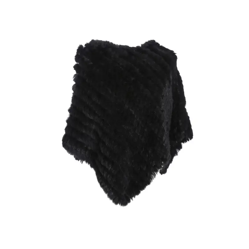 DAVOS (REF. 56034) NOIR - PONCHO EN FOURRURE VÉRITABLE