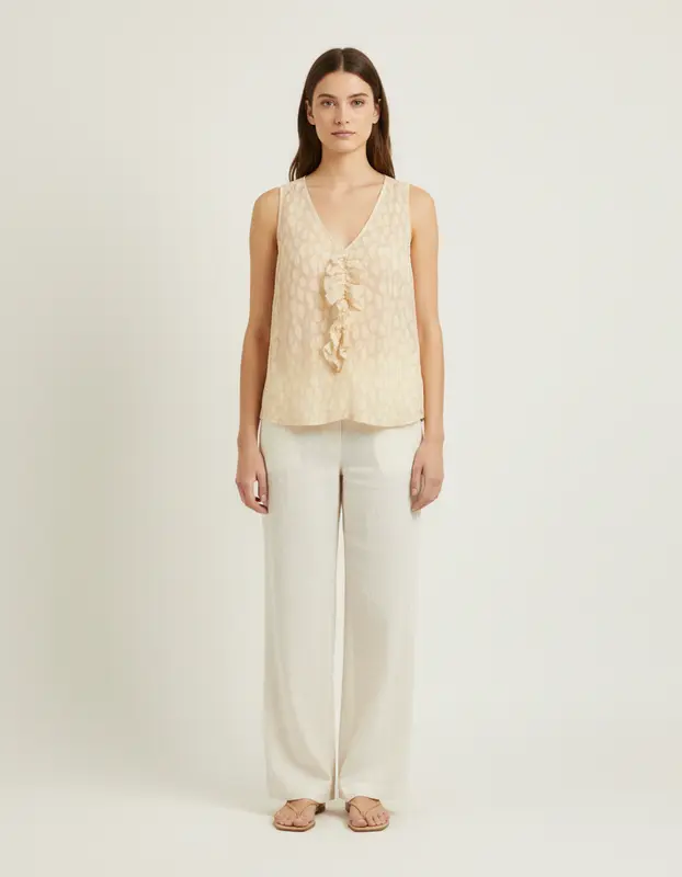 Débardeur beige avec détails - Taille L/40