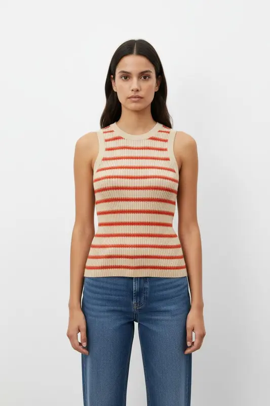 Débardeur Beige et Rouge - Taille M/38