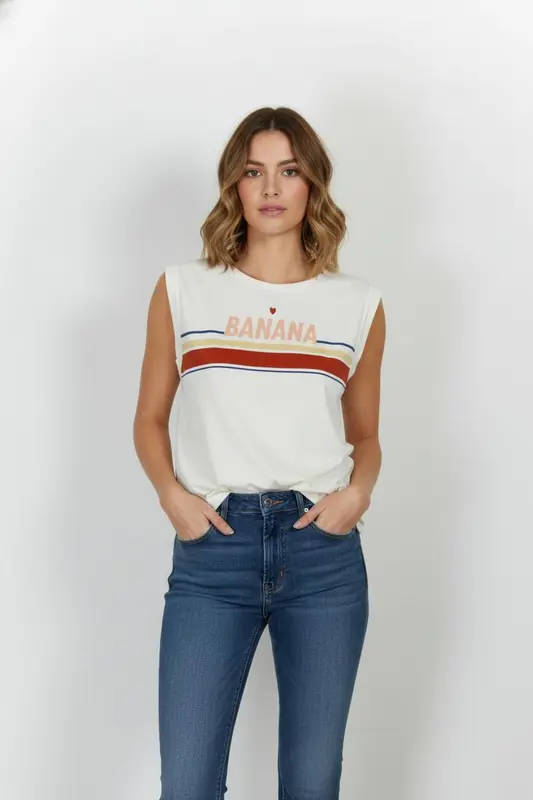Débardeur Blanc et Beige - Taille XS/34