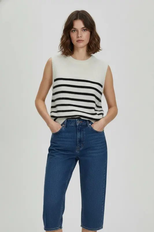Débardeur Blanc et Noir - Taille L/40