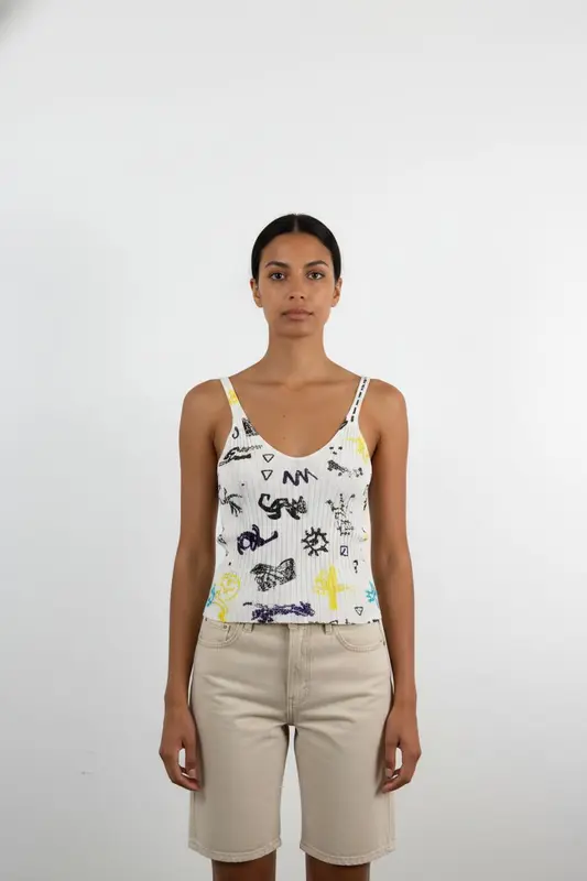 Débardeur Blanc et Noir - Taille XS/34