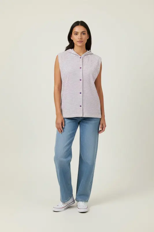 Débardeur Blanc et Violet - Taille XS/34