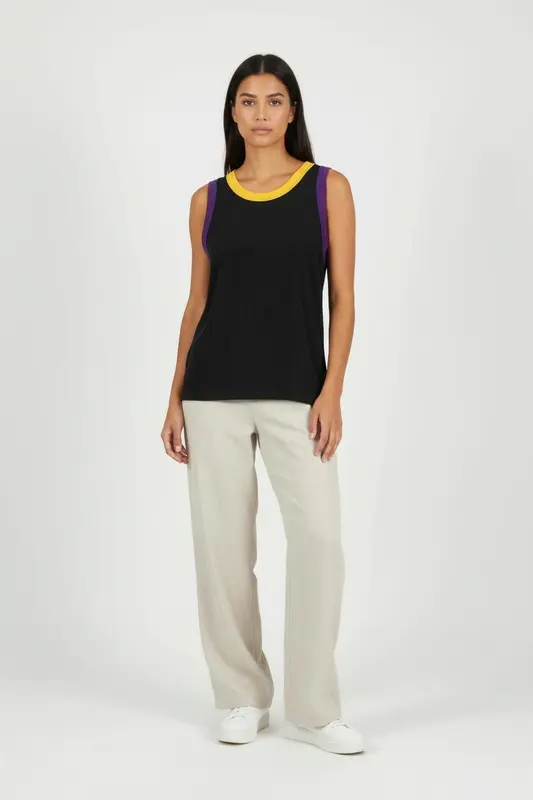Débardeur Noir Violet et Jaune - Taille S/36