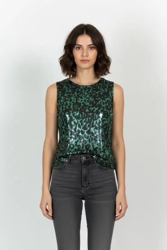 Débardeur Vert et Noir - Taille L/40
