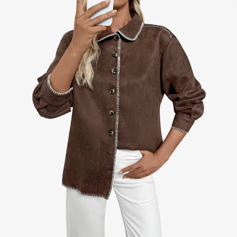 Denise – Veste à manches longues boutonnée avec col