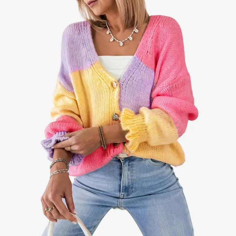 Diana – Cardigan à manches longues motif rayures colorées