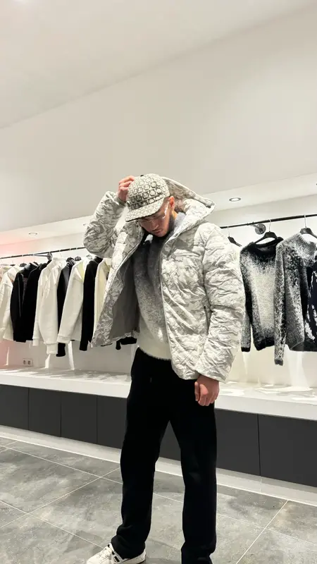 Doudoune Gris & Blanc - Motif Marbré