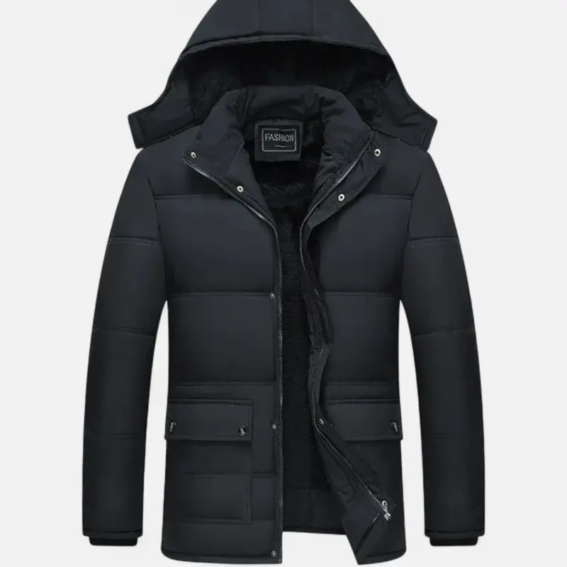 Doudoune homme à capuche doublée, chaleur d'hiver raffinée