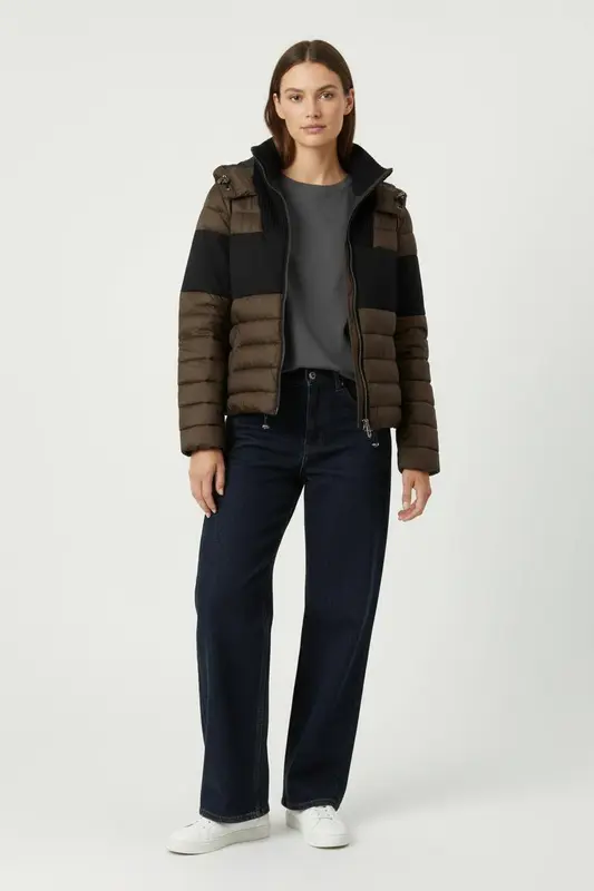 Doudoune Marron et Noire - Taille S/36