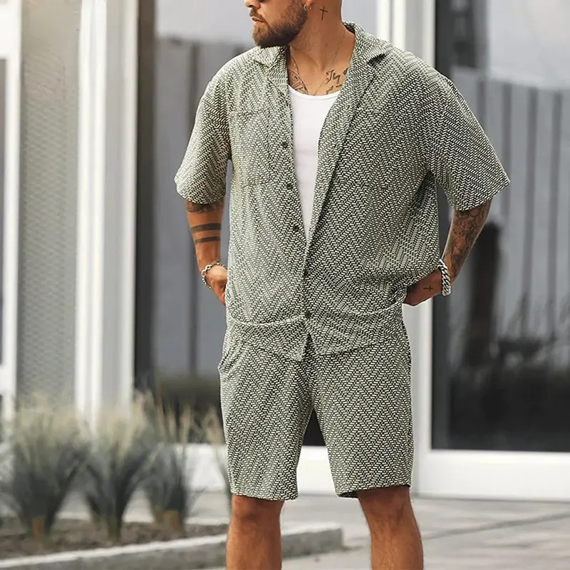 Dylan – Ensemble homme chemise manches courtes et short à motif graphique