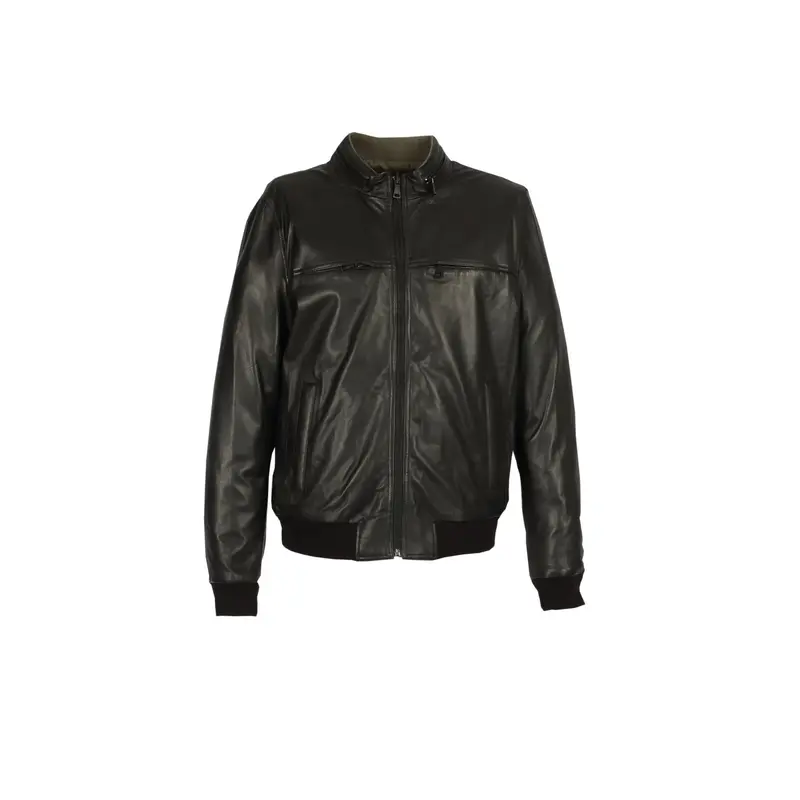 DYLAN (REF. 65228) NOIR -KAKI- BLOUSON EN CUIR REVERSIBLE