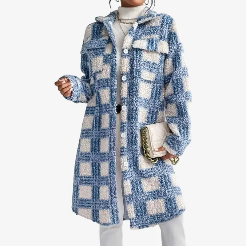 Elaris – Manteau à manches longues boutonné imprimé et poche avant