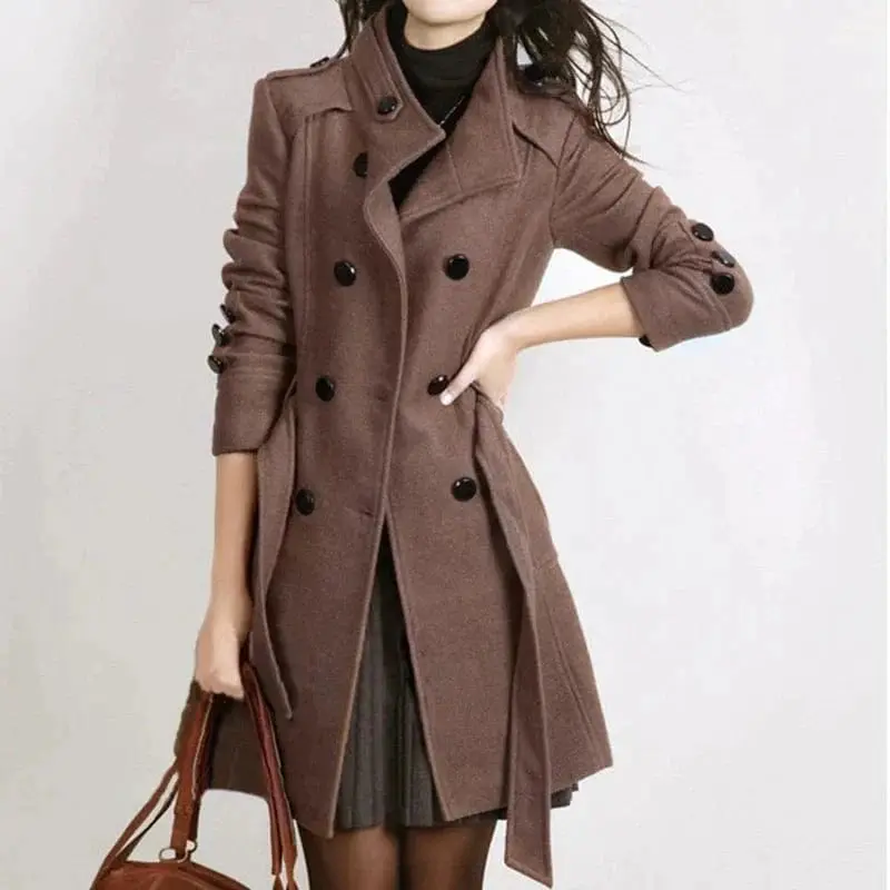 Elena - Manteau long femme ceinturé Silhouette flatteuse, style chic