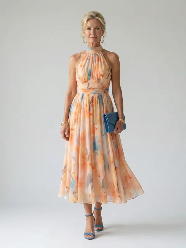 Elin - Robe Midi Légère Halter