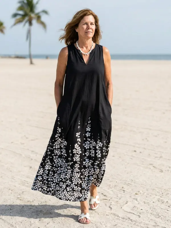 Elowra - Robe Maxi Décontractée Florale