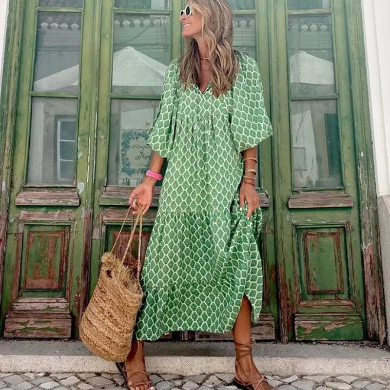 Elsie - Robe imprimée oversize à manches bouffantes