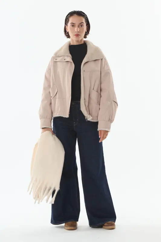 ELTON - Parka avec col en fausse fourrure réversible