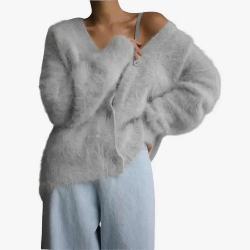 Emma – Cardigan à coupe ample avec fermeture à boutons et manches longues