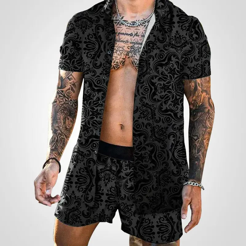 Ensemble Coordonné Chemise à Manches Courtes et Short à Jambes Larges