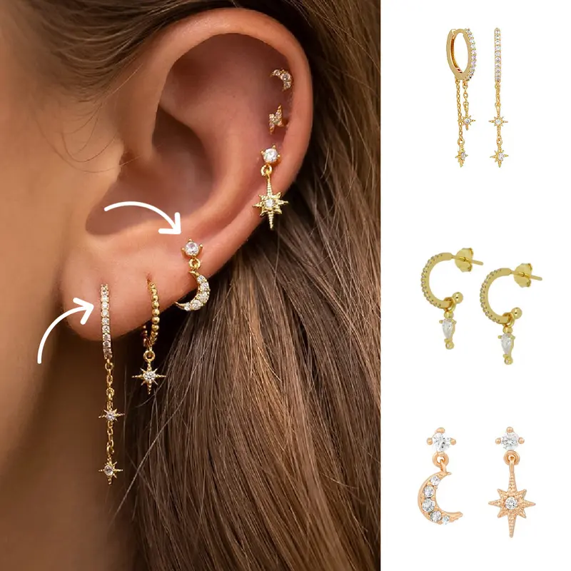 Ensemble de boucles d'oreilles créoles et clous sophistiqués