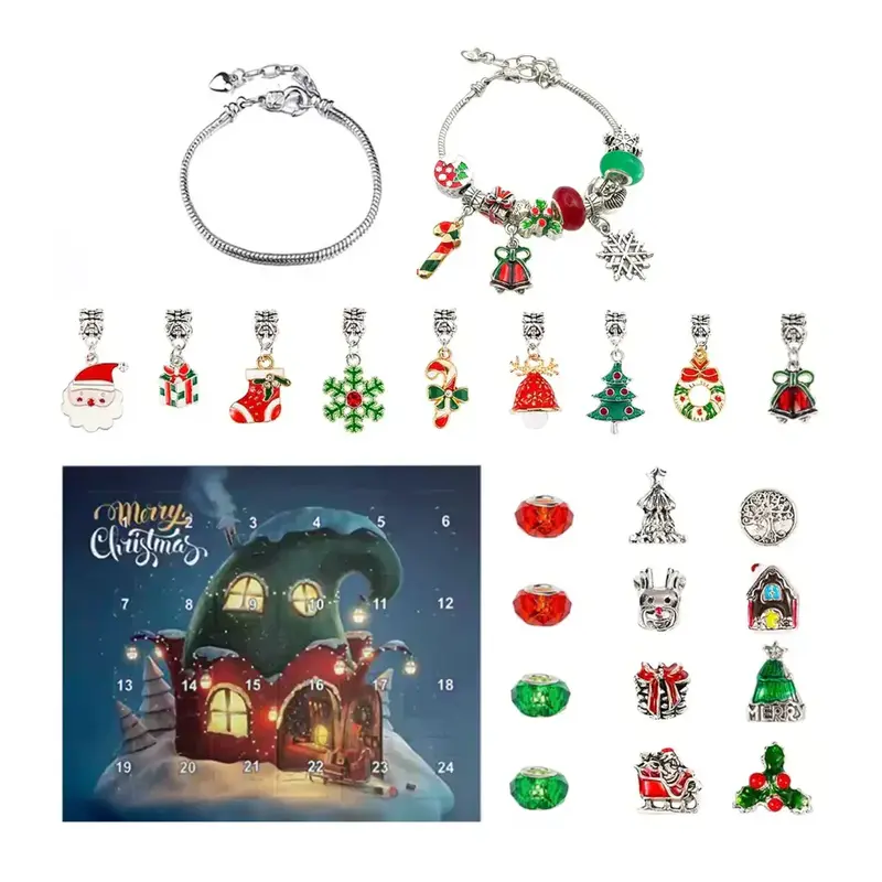 Ensemble de bracelets calendrier de Noël avec 24 breloques