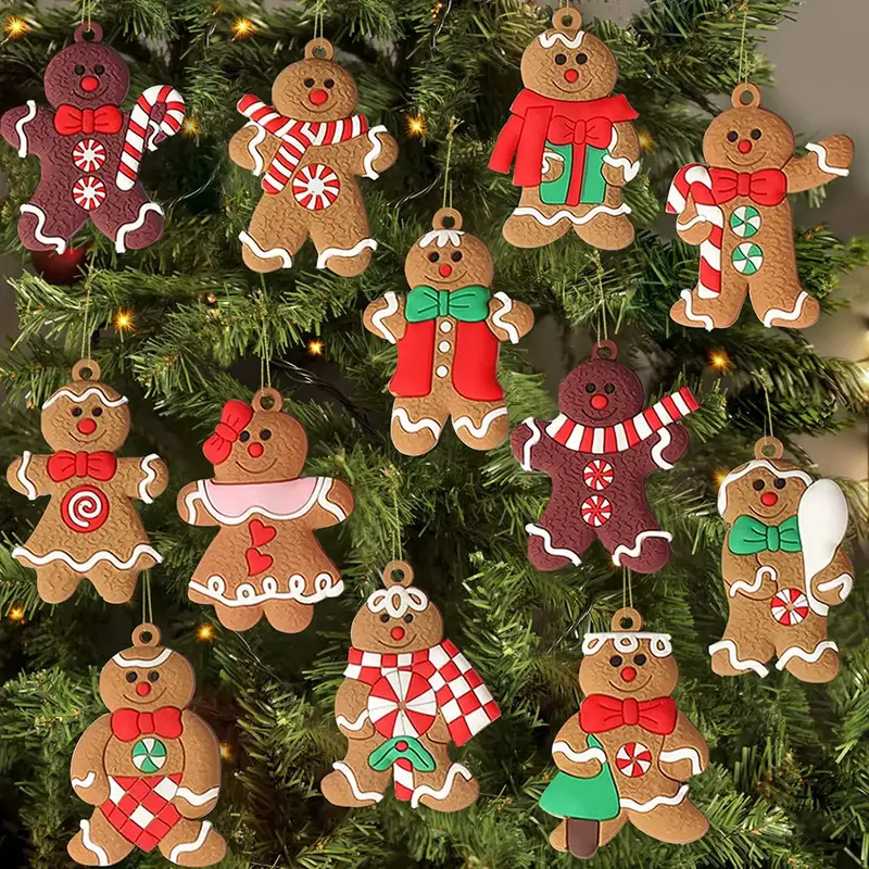 Ensemble de décorations de Noël en pain d'épices, 12 pièces