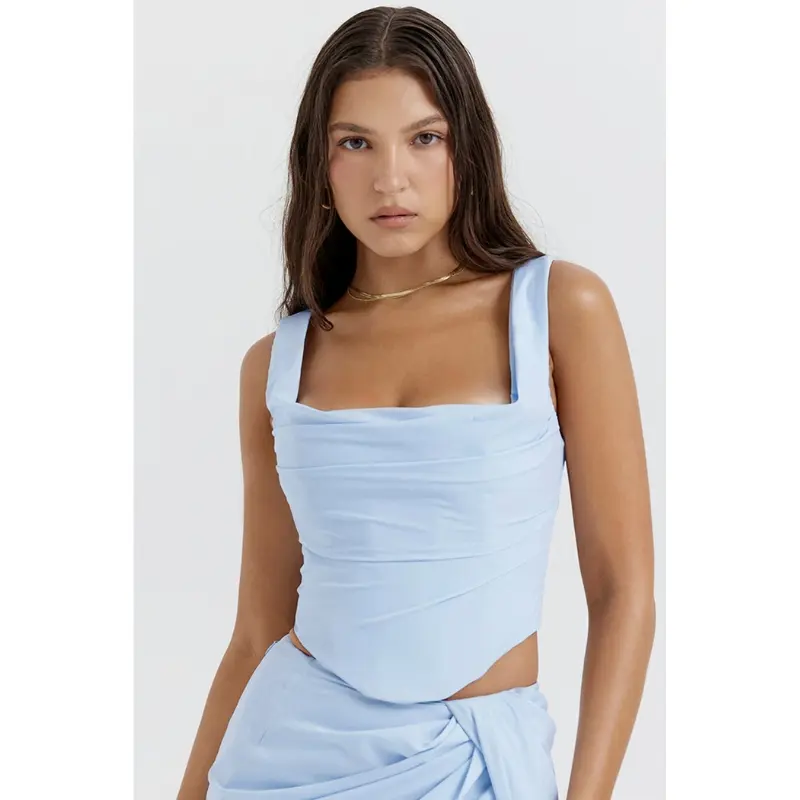 Ensemble femme 2 pièces haut court & jupe drapée