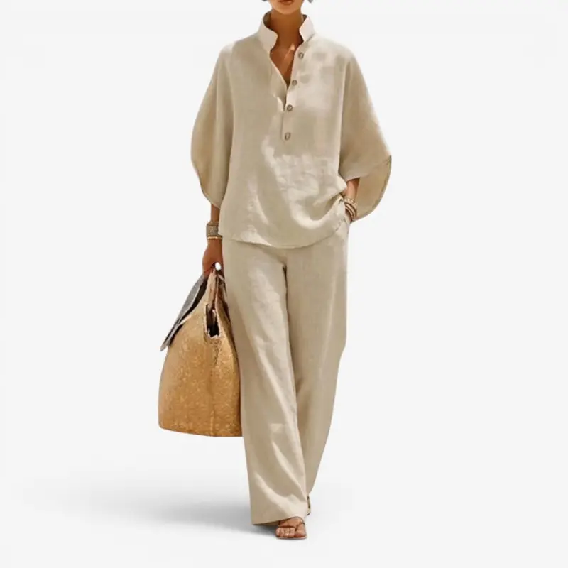 Ensemble femme chemise à demi-boutonnage et pantalon