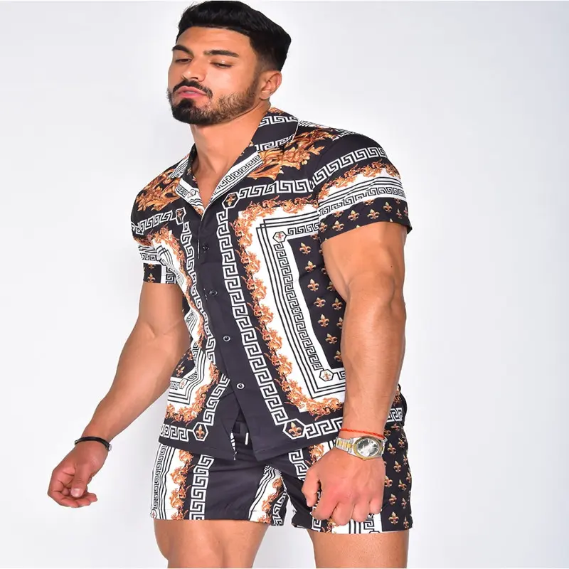 Ensemble homme chemise manches courtes + short assorti imprimé audacieux