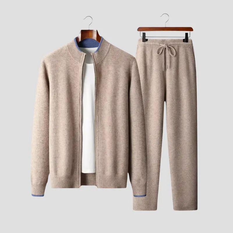 Ensemble lounge homme en laine, veste zippée et jogger