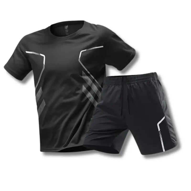 Ensemble sport homme t-shirt et short, matière respirante