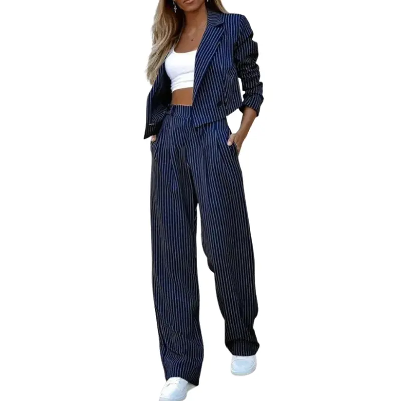 Ensemble tailleur deux pièces blazer et pantalon large
