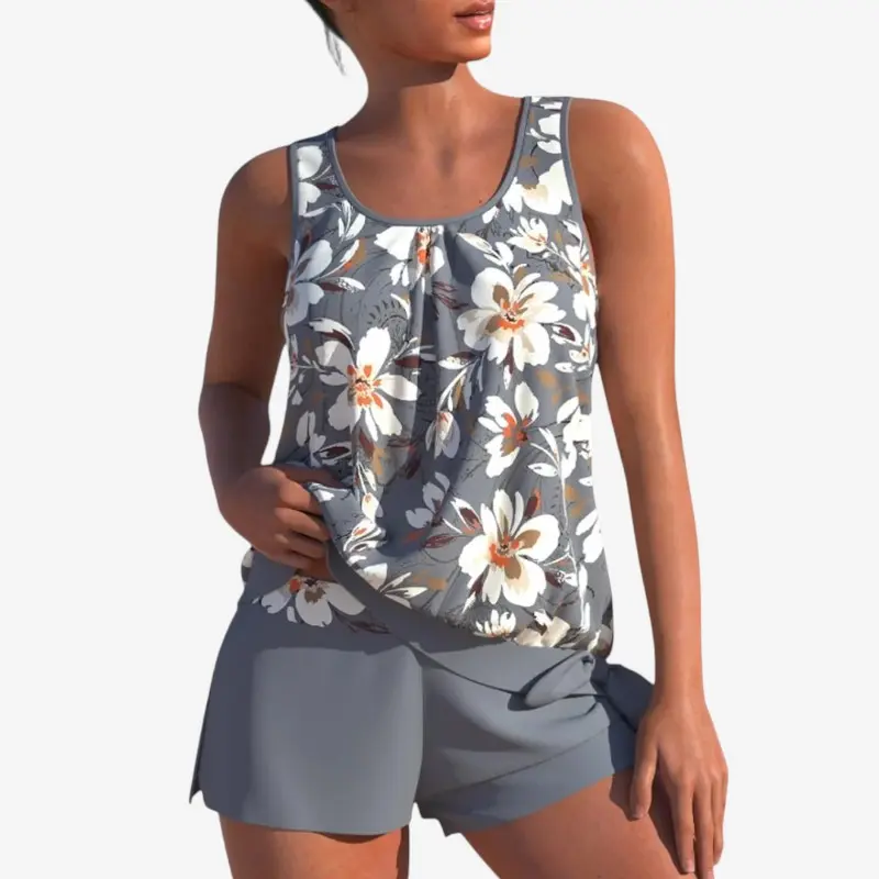 Ensemble tankini femme à col rond