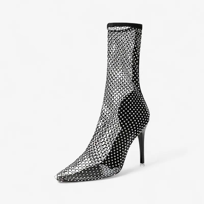 Escarpins à bout pointu avec strass & mesh