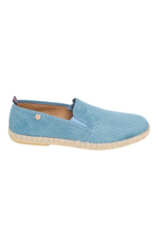 Espadrilles - Cuir Uni Bleu