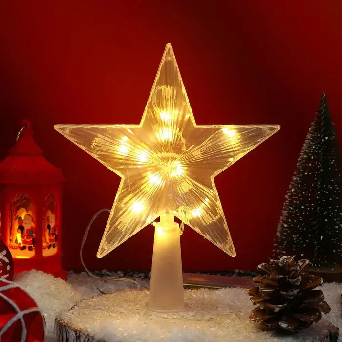 Étoile LED cime de sapin Noël à lueur douce scintillante