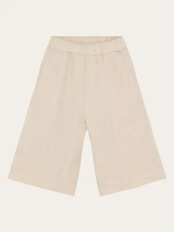 Eve wide linen culotte shorts - Yarndyed Light feather gray