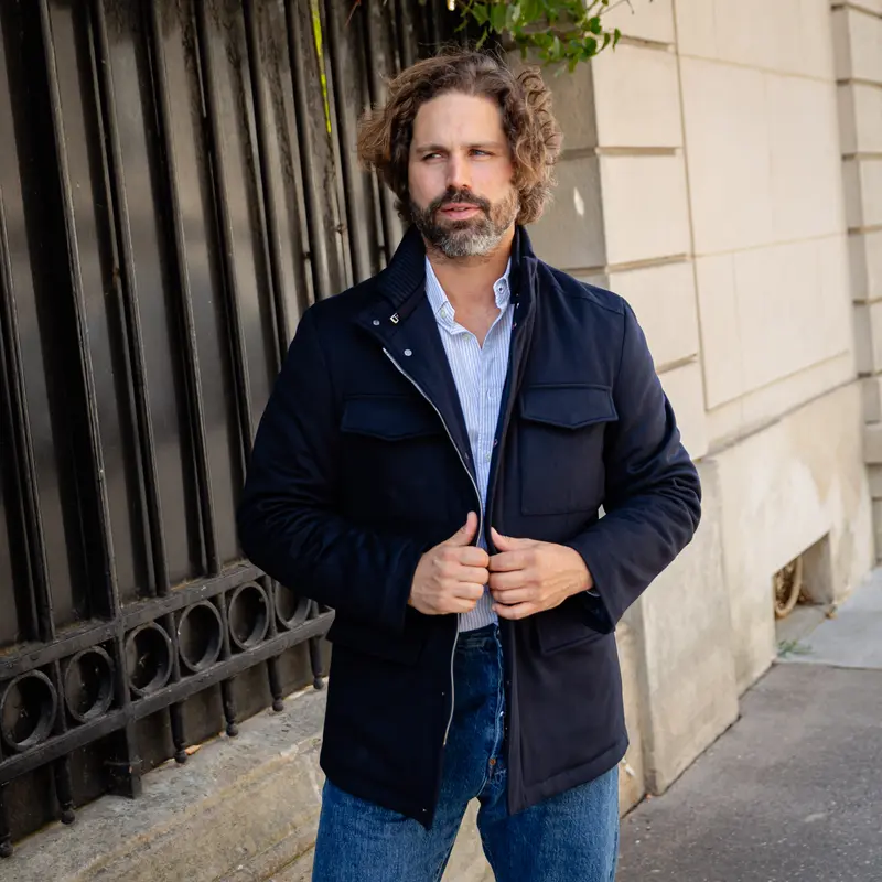 Field jacket cachemire bleu marine