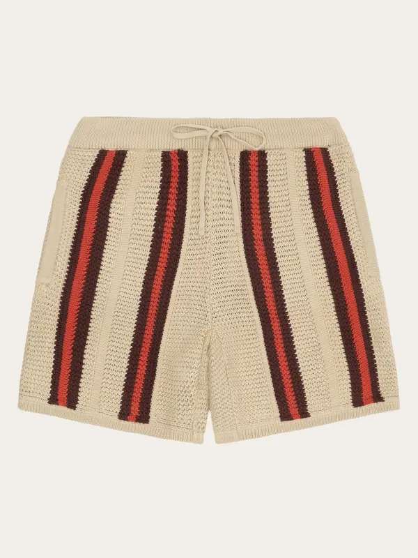 Fig loose knit shorts - Red Stripe