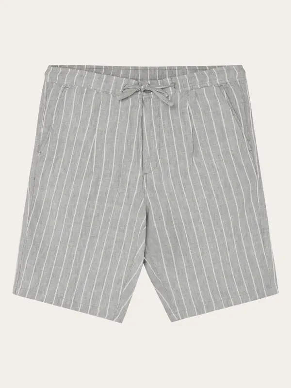 Fig loose linen shorts - Grey stripe