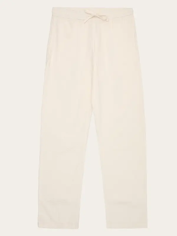 Fig loose seersucker pants - Egret
