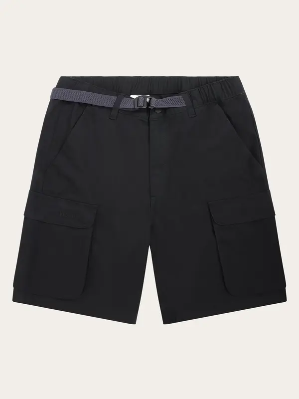 FLINT ripstop twill belt cargo shorts - GOTS/Vegan - Black Jet