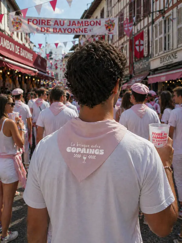 Foulard Sud-Ouest rose blanc