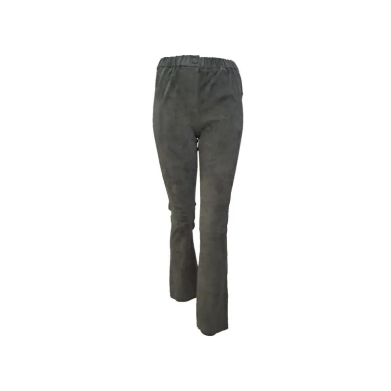 FREYA (REF. 64728) GRIS FONCE- PANTALON CUIR DE MOUTON VELOURS STRETCH