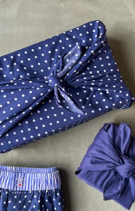 Furoshiki - Uni bleu & Pois