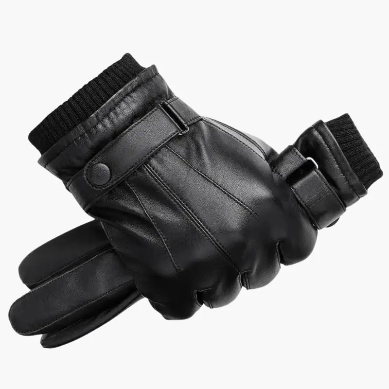 Gants d'hiver homme en cuir, doublure douce et chaude